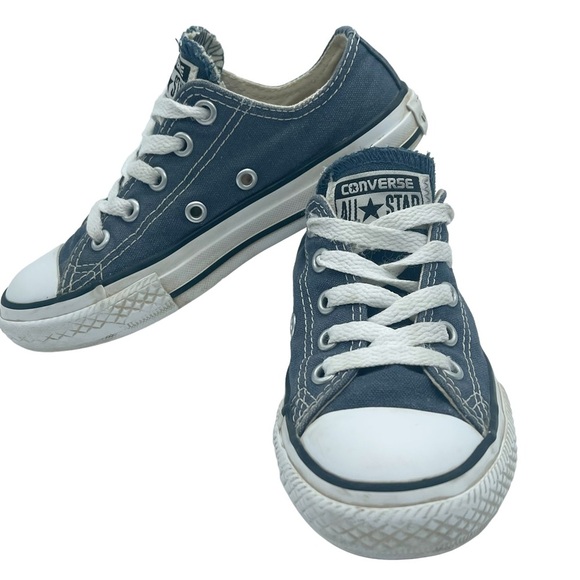 Converse All Star Low Top Sneakers Size Youth 11 Navy Canvas Lace Up - Picture 1 of 15